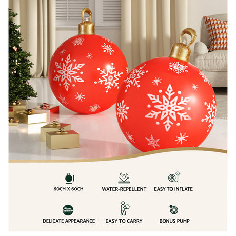 Another view of the red inflatable bauble, in water-repellent fabric.