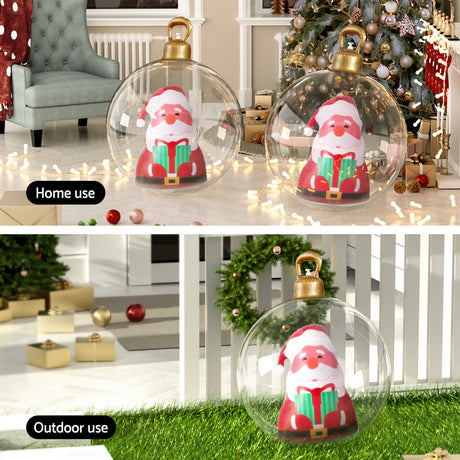 The 60cm clear Santa bauble shown again, for outdoor use.