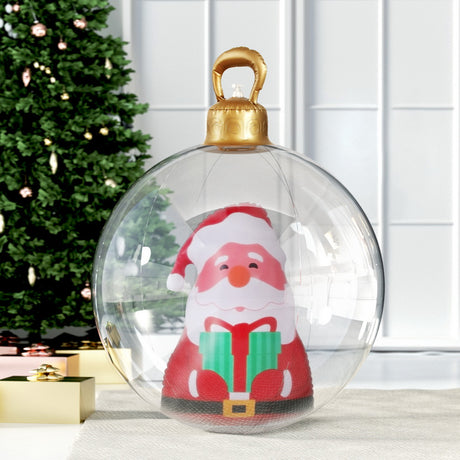 The 60cm clear Santa bauble shown again, in water-repellent fabric.