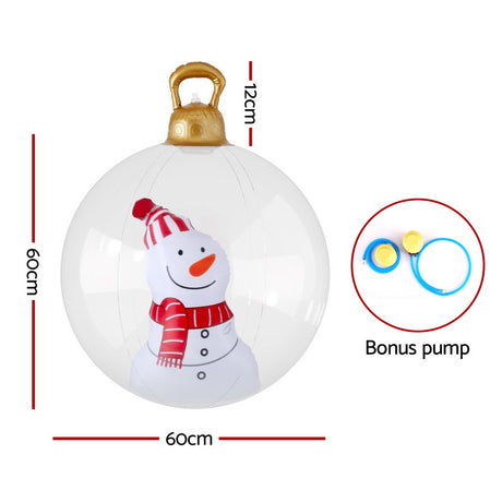 Another view of the 60cm snowman bauble, deflates flat for storage.