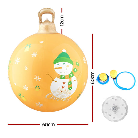 Another view of the 60cm lit snowman bauble, for outdoor use.
