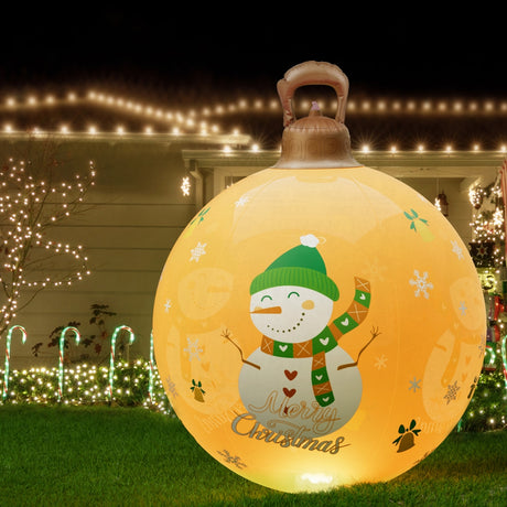 The 60cm lit snowman bauble shown again, in water-repellent fabric.