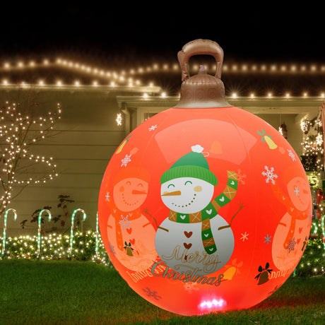 The 60cm snowman bauble shown again, in water-repellent fabric.