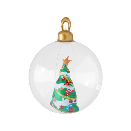 Another view of the 60cm clear tree bauble, deflates flat for storage.