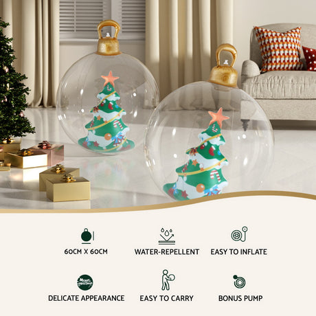 Another view of the 60cm clear tree bauble, in water-repellent fabric.