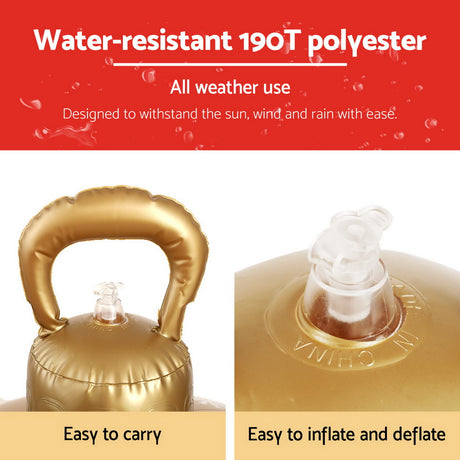 The 60cm clear tree bauble shown again, deflates flat for storage.