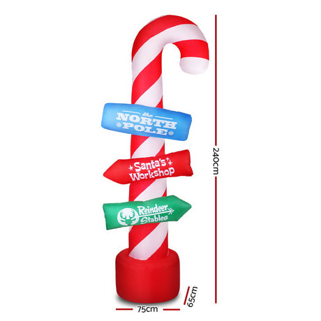 Another view of the inflatable candy pole, mains powered with a transformer.