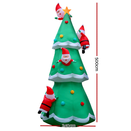 Another view of the inflatable Santa and tree, mains powered with a transformer.