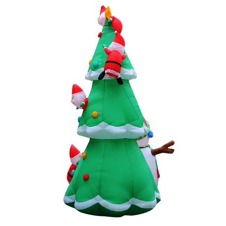 Another view of the inflatable Santa and tree, with a built-in air blower.