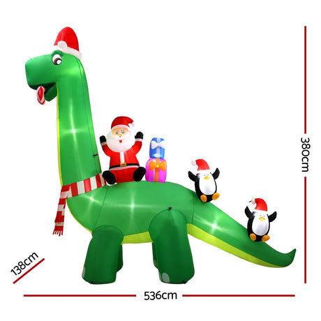 Another view of the inflatable Santa dinosaur, mains powered with a transformer.