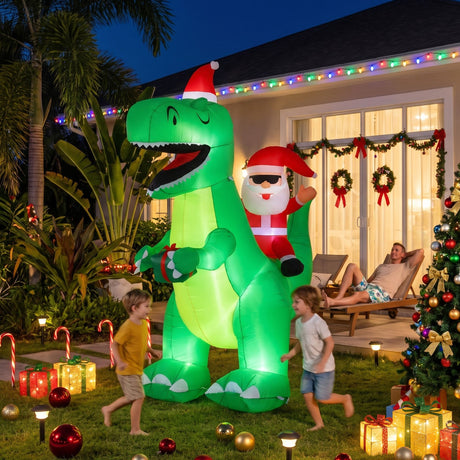 Another view of the inflatable dinosaur, running on low voltage.