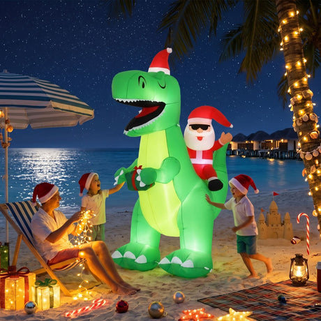 The inflatable dinosaur shown again, mains powered with a transformer.