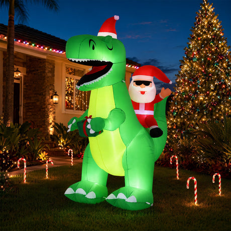 The inflatable dinosaur shown again, with a built-in air blower.