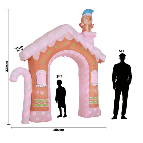 Another view of the inflatable gingerbread man, mains powered with a transformer.
