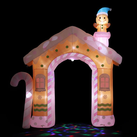 Another view of the inflatable gingerbread man, with a built-in air blower.