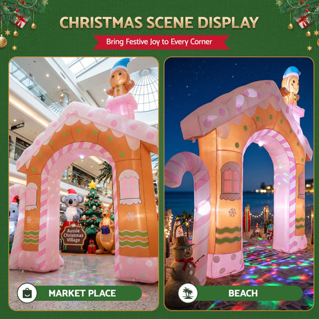 Another view of the inflatable gingerbread man, deflates flat for storage.