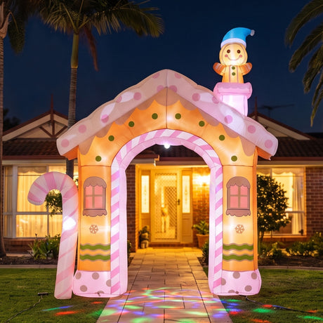 The inflatable gingerbread man shown again, with a built-in air blower.