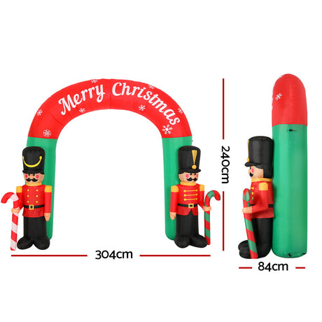 Another view of the inflatable nutcracker archway, mains powered with a transformer.