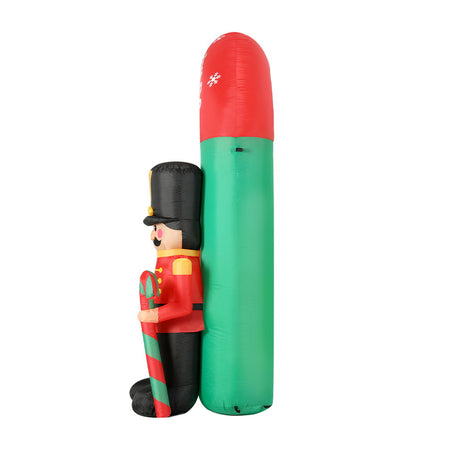 Another view of the inflatable nutcracker archway, with a built-in air blower.