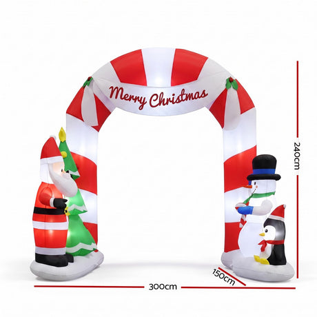 Another view of the inflatable Santa archway, mains powered with a transformer.