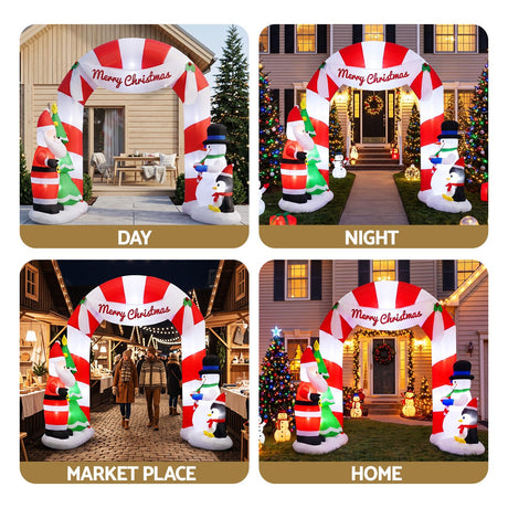 Another view of the inflatable Santa archway, in water-repellent fabric.