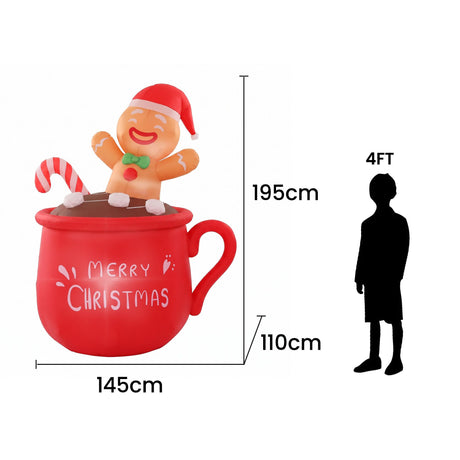 Another view of the inflatable Christmas cup, mains powered with a transformer.