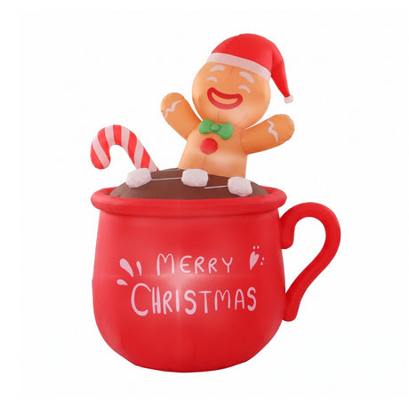 Another view of the inflatable Christmas cup, with a built-in air blower.