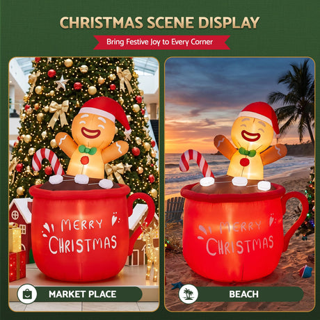 Another view of the inflatable Christmas cup, deflates flat for storage.