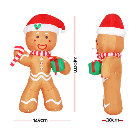 Another view of the inflatable gingerbread man, mains powered with a transformer.
