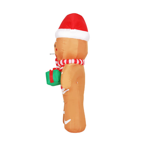 Another view of the inflatable gingerbread man, with a built-in air blower.