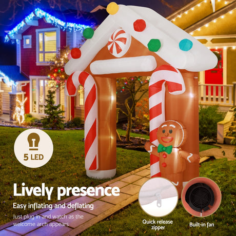 Another view of the inflatable gingerbread archway, for indoor or outdoor use.