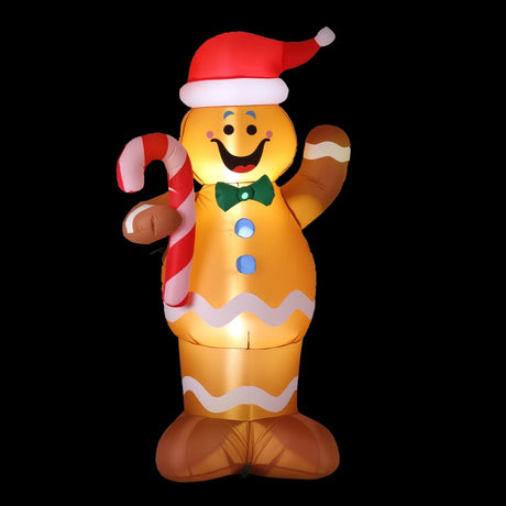 Another view of the inflatable gingerbread man, with a built-in air blower.