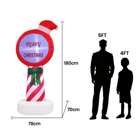 Another view of the inflatable Christmas pole, mains powered with a transformer.