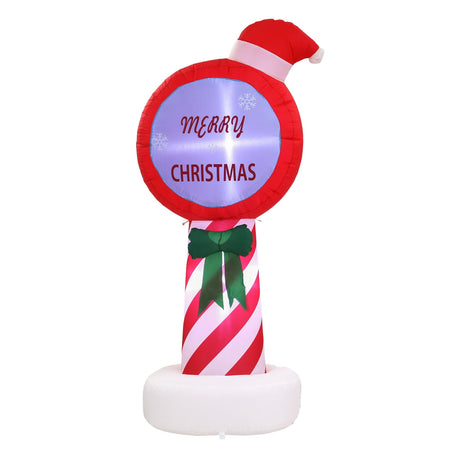 Another view of the inflatable Christmas pole, with a built-in air blower.
