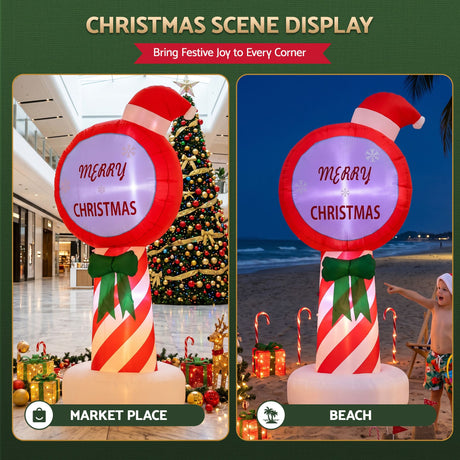 Another view of the inflatable Christmas pole, deflates flat for storage.