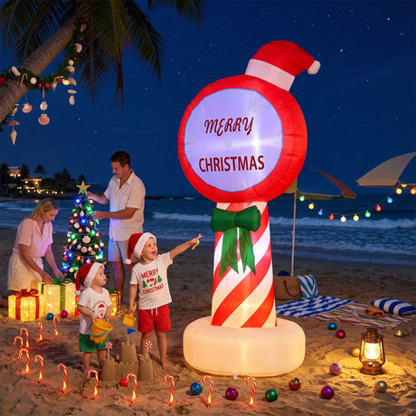 The inflatable Christmas pole shown again, mains powered with a transformer.