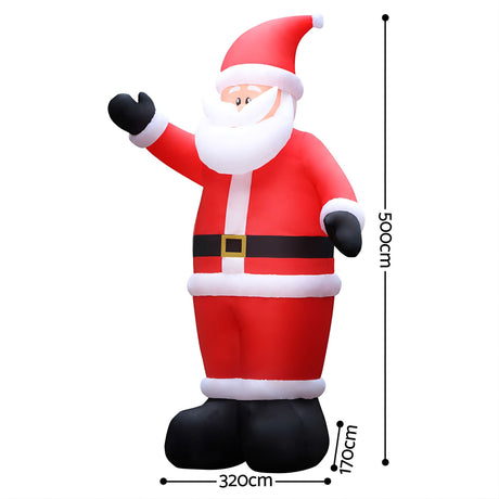 Another view of the inflatable Santa, mains powered with a transformer.