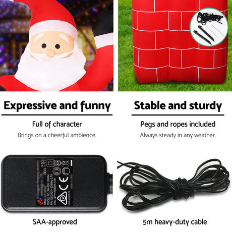 Another view of the inflatable pop-up Santa, in water-repellent fabric.