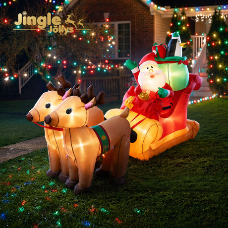 The inflatable Santa sleigh shown again, mains powered with a transformer.