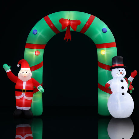 Inflatable Christmas archway 2.8 metres tall, lit by internal LEDs.