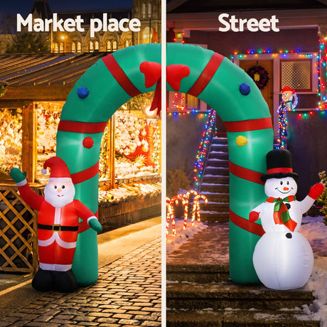 Another view of the inflatable Christmas archway, in UV-resistant material.