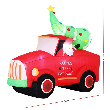 Another view of the inflatable Santa truck, for indoor or outdoor use.