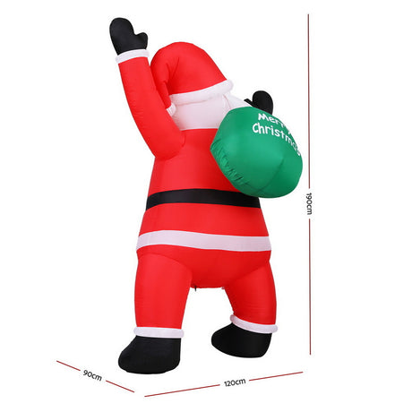 Another view of the inflatable climbing Santa, for indoor or outdoor use.