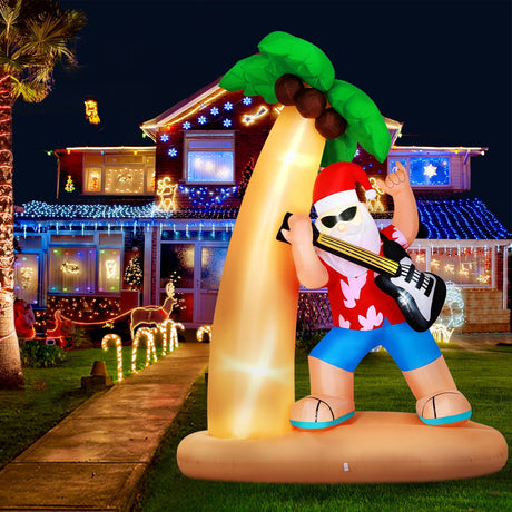 Another view of the inflatable Santa with guitar, in water-repellent fabric.