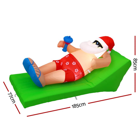 Another view of the inflatable Santa bench, mains powered with a transformer.