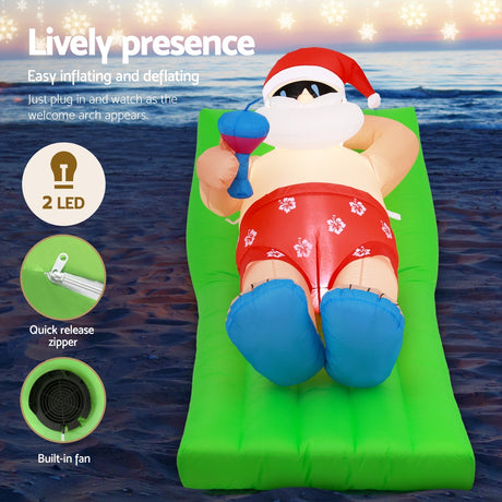 Another view of the inflatable Santa bench, for indoor or outdoor use.