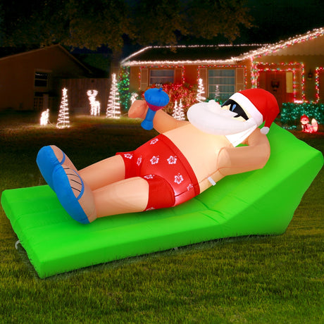 Another view of the inflatable Santa bench, deflates flat for storage.