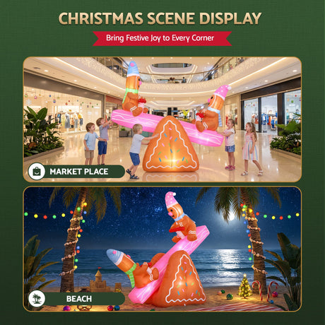 Another view of the inflatable Christmas seesaw, deflates flat for storage.