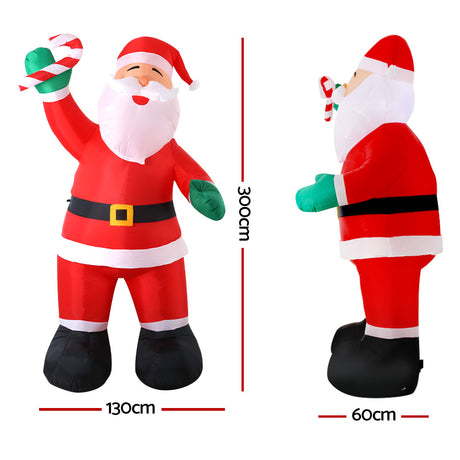 Another view of the inflatable Santa, mains powered with a transformer.