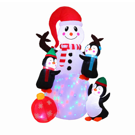 Another view of the inflatable snowman, with a built-in air blower.
